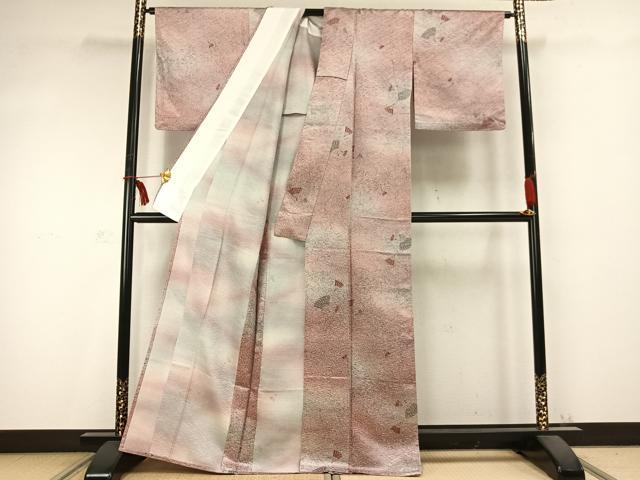 平和屋着物▽上質な小紋 単衣 扇面文 正絹 逸品 AABC0454fy