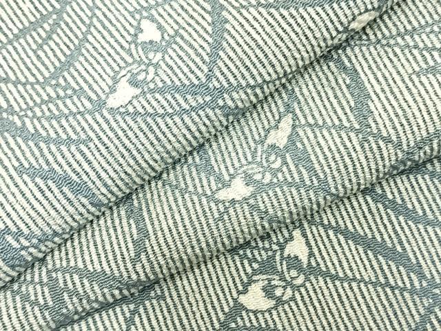 平和屋着物▽上質な小紋 単衣 舞蝶草葉文 正絹 逸品 AABC0470fy