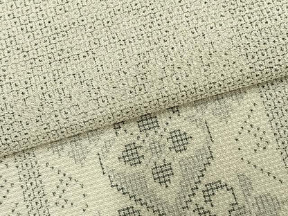 平和屋着物▽本塩沢 単衣 150亀甲 色紙花文 正絹 逸品 AABC0449fy
