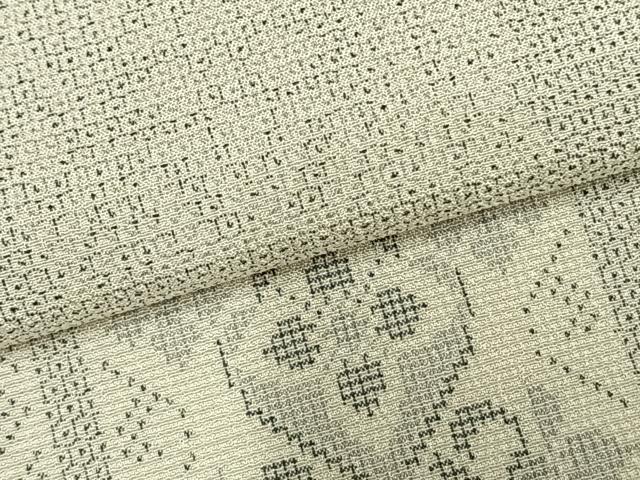 平和屋着物▽本塩沢 単衣 150亀甲 色紙花文 正絹 逸品 AABC0449fy