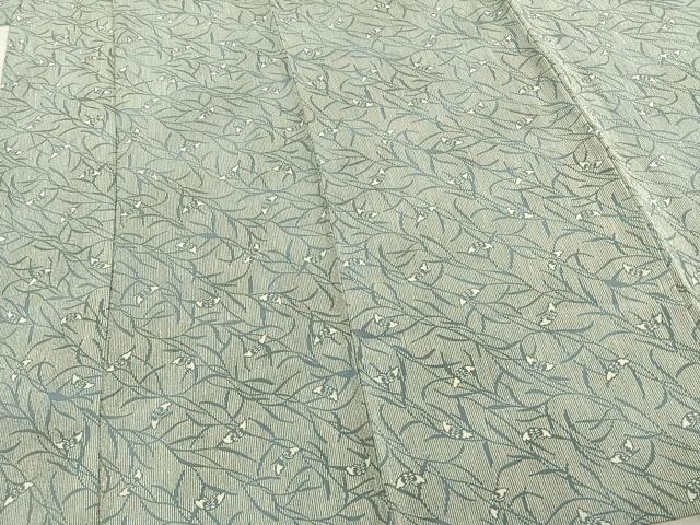 平和屋着物▽上質な小紋 単衣 舞蝶草葉文 正絹 逸品 AABC0470fy