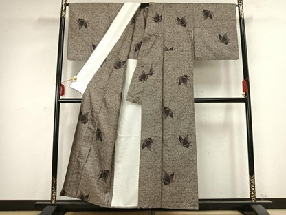 平和屋着物▽本場大島紬 単衣 舞蝶文 正絹 逸品 AABC0480fy