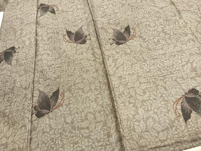 平和屋着物▽本場大島紬 単衣 舞蝶文 正絹 逸品 AABC0480fy