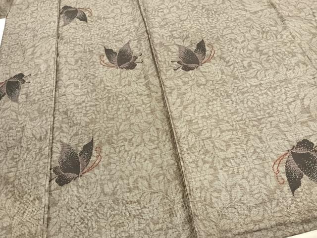 平和屋着物▽本場大島紬 単衣 舞蝶文 正絹 逸品 AABC0480fy