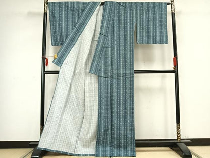 平和屋着物▽小紋 浴衣 単衣 花間道 綿 未使用 AABC0482fy