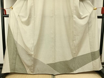 平和屋着物▽本塩沢 やまだ織 訪問着 染色作家 桐村博 単衣 抽象文様 正絹 逸品 AABC0498fy