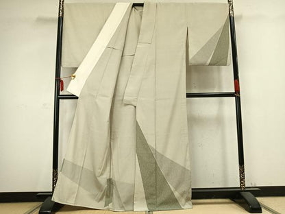 平和屋着物▽本塩沢 やまだ織 訪問着 染色作家 桐村博 単衣 抽象文様 正絹 逸品 AABC0498fy
