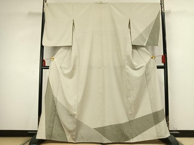 平和屋着物▽本塩沢 やまだ織 訪問着 染色作家 桐村博 単衣 抽象文様 正絹 逸品 AABC0498fy