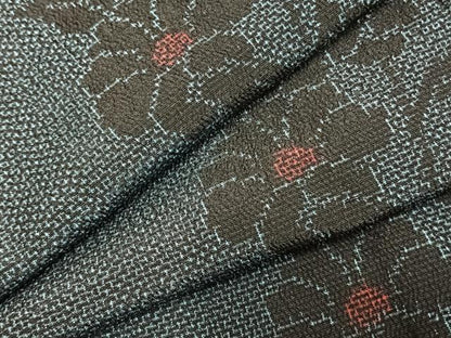平和屋着物▽本塩沢 単衣 草花文 正絹 逸品 未使用 AABC0493fy