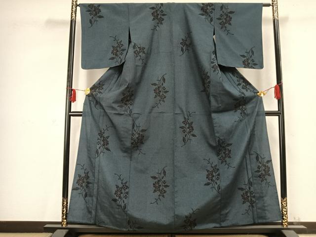 平和屋着物▽本塩沢 単衣 草花文 正絹 逸品 未使用 AABC0493fy