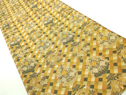 平和屋着物●極上 龍村晋謹製 全通柄袋帯 名物裂大倉錦 純金箔 色紙付き 逸品 DZAB0909kh5