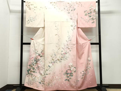 平和屋着物●訪問着 友禅 作家物 枝花文 暈し染め 正絹 逸品 CAAZ0996vf