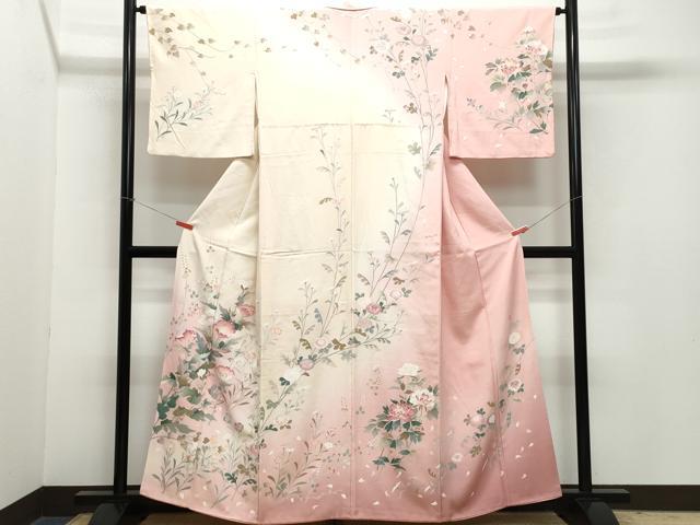 平和屋着物●訪問着 友禅 作家物 枝花文 暈し染め 正絹 逸品 CAAZ0996vf