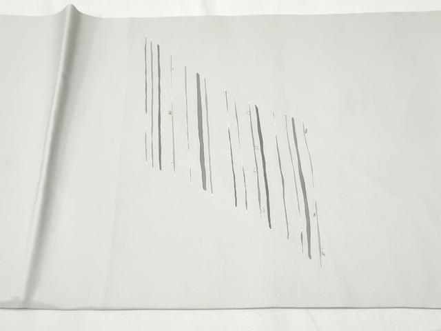 平和屋着物●塩瀬 九寸開き名古屋帯 枝葉文 銀彩 正絹 逸品 CAAY9932hy