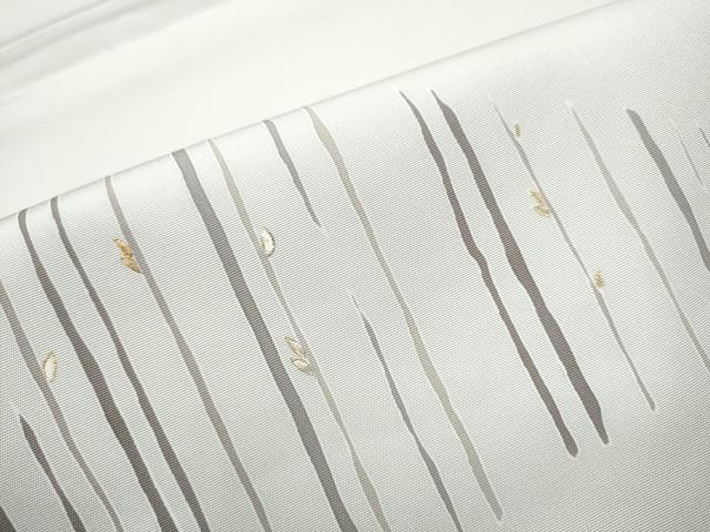 平和屋着物●塩瀬 九寸開き名古屋帯 枝葉文 銀彩 正絹 逸品 CAAY9932hy