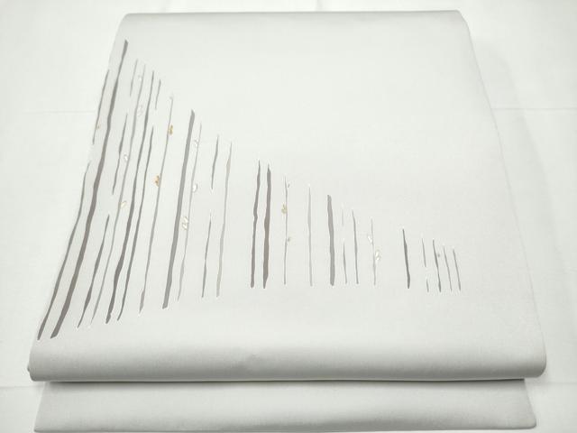 平和屋着物●塩瀬 九寸開き名古屋帯 枝葉文 銀彩 正絹 逸品 CAAY9932hy