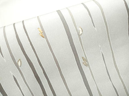 平和屋着物●塩瀬 九寸開き名古屋帯 枝葉文 銀彩 正絹 逸品 CAAY9932hy