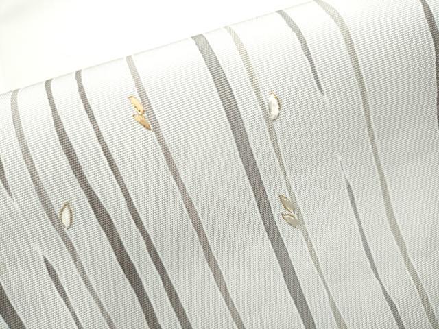 平和屋着物●塩瀬 九寸開き名古屋帯 枝葉文 銀彩 正絹 逸品 CAAY9932hy