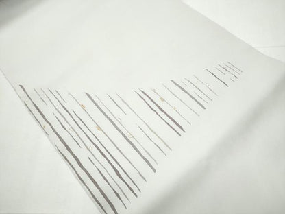平和屋着物●塩瀬 九寸開き名古屋帯 枝葉文 銀彩 正絹 逸品 CAAY9932hy