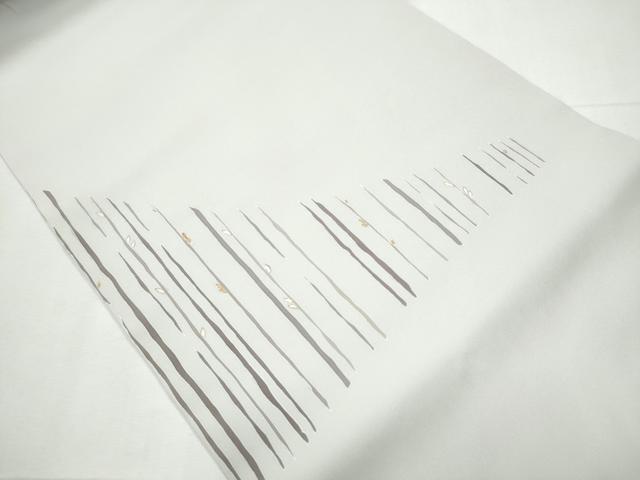 平和屋着物●塩瀬 九寸開き名古屋帯 枝葉文 銀彩 正絹 逸品 CAAY9932hy