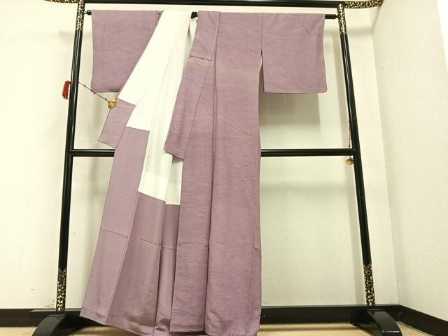 平和屋着物●上質な紬　色無地　梅鼠色　正絹　逸品　AABC3330ph