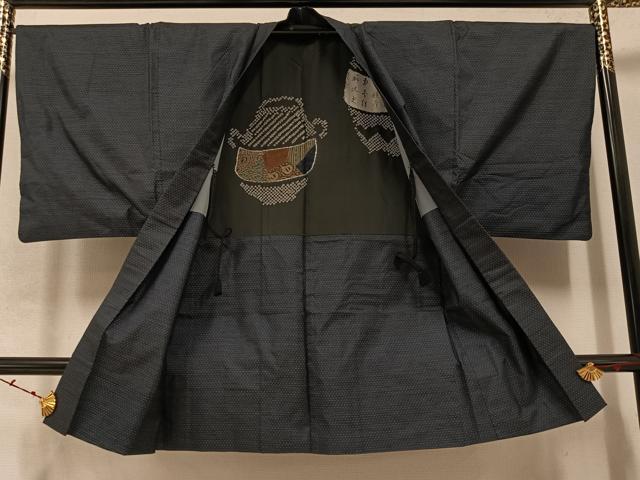 平和屋着物●男性　本場大島紬　アンサンブル　亀甲絣　正絹　逸品　AABC3334ph