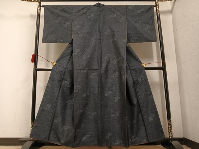 平和屋着物●本場大島紬　草花文　正絹　逸品　AABC3363ph