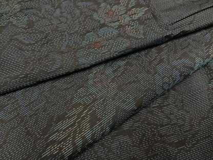 平和屋着物●本場大島紬　草花文　正絹　逸品　AABC3363ph