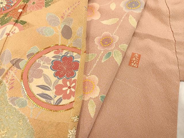 平和屋着物●訪問着 駒刺繍 慶彩小袖 枝花文 金彩 正絹 逸品 AABC3379ph