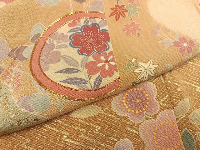 平和屋着物●訪問着 駒刺繍 慶彩小袖 枝花文 金彩 正絹 逸品 AABC3379ph