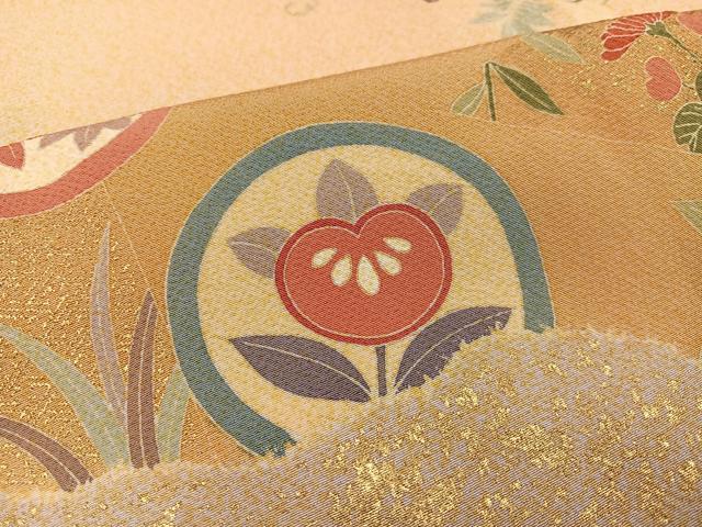 平和屋着物●訪問着 駒刺繍 慶彩小袖 枝花文 金彩 正絹 逸品 AABC3379ph
