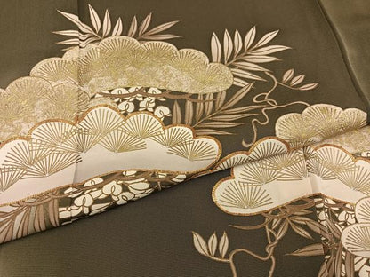 平和屋着物●豪華色留袖　駒刺繍　松　藤花房　暈し染め　金彩　正絹　逸品　AABC3393ph