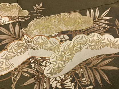 平和屋着物●豪華色留袖　駒刺繍　松　藤花房　暈し染め　金彩　正絹　逸品　AABC3393ph