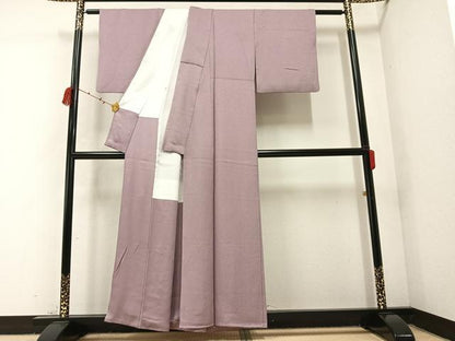 平和屋着物●上質な色無地　薄柿色　正絹　逸品　AABC3661ph