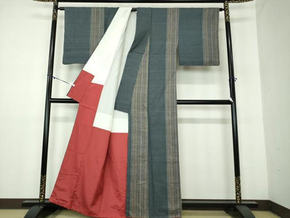 平和屋着物●上質な紬　縞　正絹　逸品　DAAY1463ps