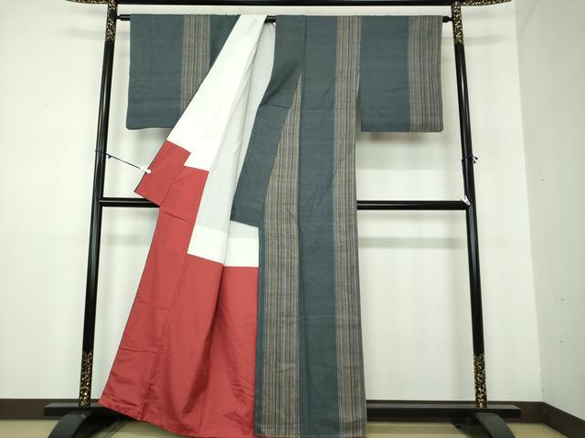 平和屋着物●上質な紬　縞　正絹　逸品　DAAY1463ps