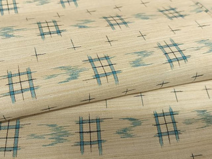 平和屋着物●上質な紬　井桁絣　正絹　逸品　AABC0049zg