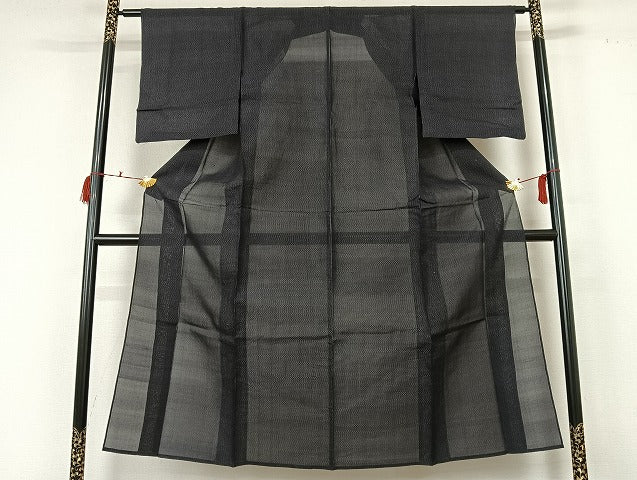 平和屋着物＊夏物 本場大島紬 夏大島 格子 正絹 逸品 AABC1836jd