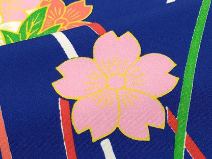 平和屋着物●小振袖 二尺袖 舞花文 洗える着物 CAAY8162gh