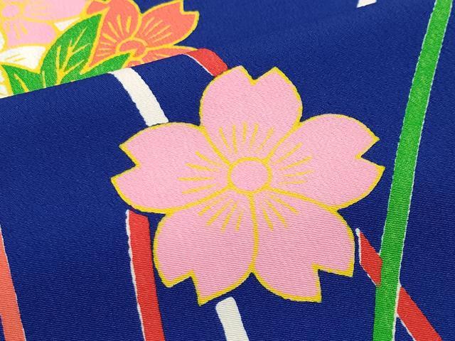 平和屋着物●小振袖 二尺袖 舞花文 洗える着物 CAAY8162gh