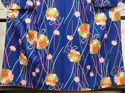 平和屋着物●小振袖 二尺袖 舞花文 洗える着物 CAAY8162gh