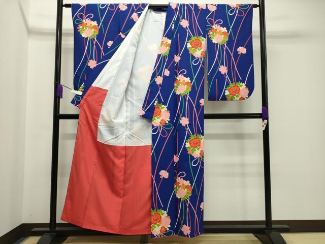 平和屋着物●小振袖 二尺袖 舞花文 洗える着物 CAAY8162gh