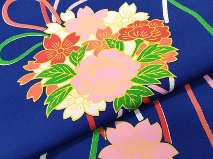平和屋着物●小振袖 二尺袖 舞花文 洗える着物 CAAY8162gh