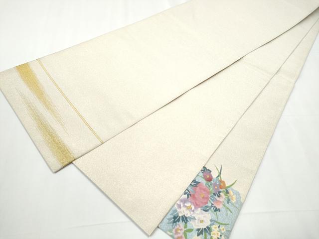 平和屋着物●爪掻き本綴れ 太鼓柄袋帯 鴛鴦花文 金糸 ほていや扱い 証紙付き 上代138万 正絹 逸品 未使用 CAAZ4047hy
