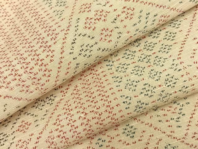 平和屋着物▽上質な紬 単衣 幾何学文様 正絹 逸品 AABC0554fy