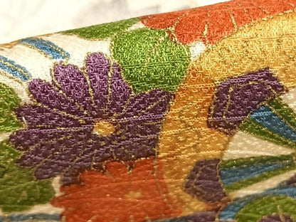 平和屋着物▽上質な小紋 単衣 貝桶花文 金彩 正絹 逸品 AABC0530fy