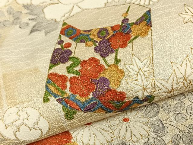 平和屋着物▽上質な小紋 単衣 貝桶花文 金彩 正絹 逸品 AABC0530fy