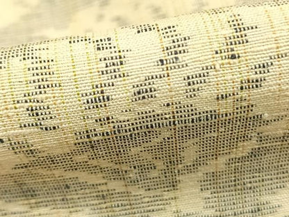 平和屋着物▽上質な紬　単衣　扇面文　正絹　逸品　AABC0548fy