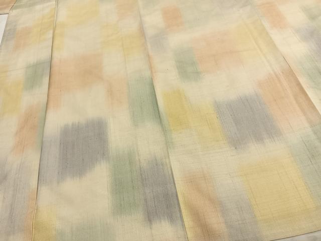 平和屋着物▽上質な紬 単衣 抽象文様 三越扱い 正絹 逸品 AABC0532fy