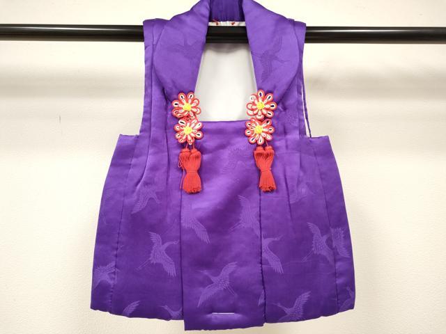平和屋着物●女の子　子供　３歳　被布　三つ身　飛鶴地紋　菖蒲色　逸品　新品　DAAY3024ma